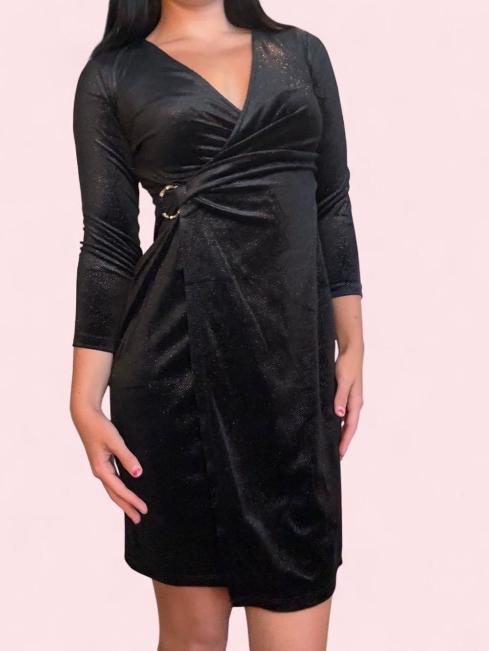 Glittery black 3/4 sleeve dress